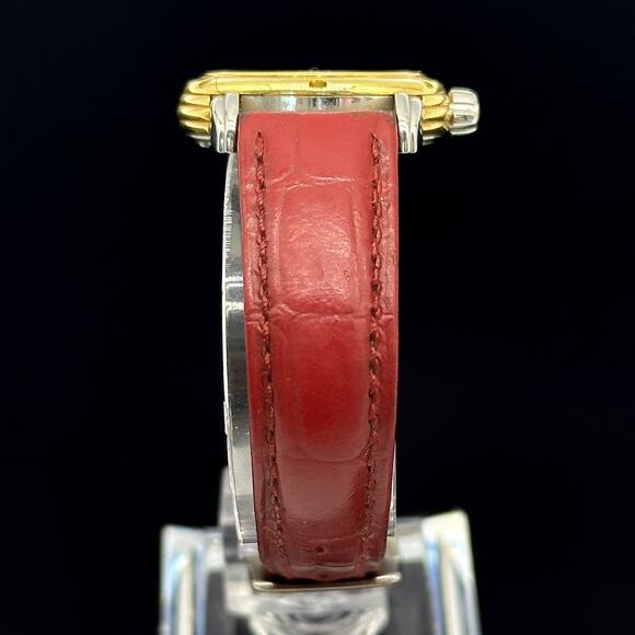 Gevril Red Leather Band 18k Stainless Steel Women’s Watch #1315 - Picture 11 of 12